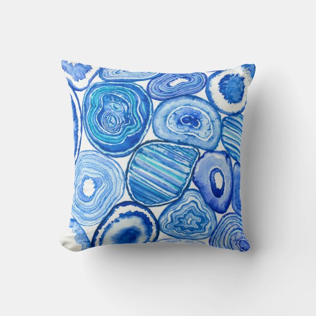 Blue agate slices throw pillow (Front)