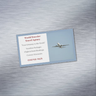 Blue Agent Airplane Travel Agency  Magnetic Business Card