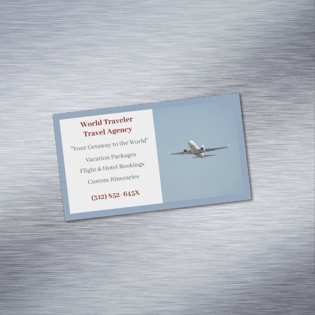 Blue Agent Airplane Travel Agency  Magnetic Business Card (In Situ)