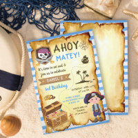 Blue Ahoy Treasure Map Boys Pirate Birthday