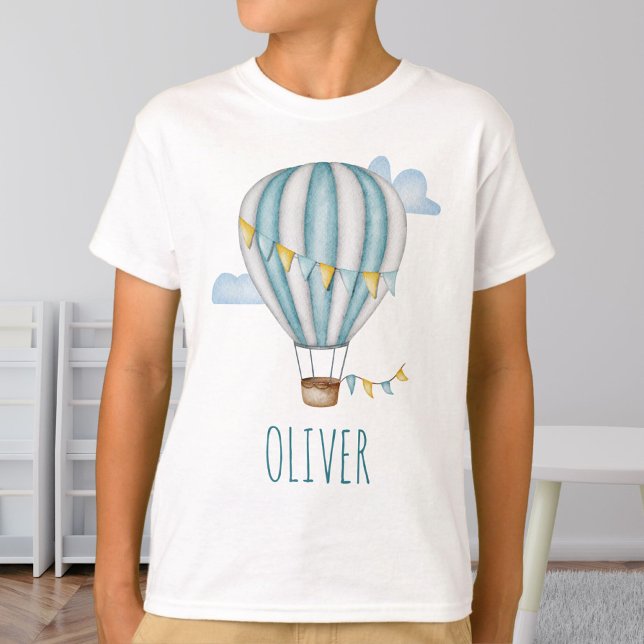 Blue Air Balloon Watercolor T-Shirt (Creator Uploaded)
