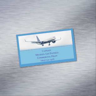  Blue  Aircraft Airplane Captain Pilot Plane  Magnetic Business Card
