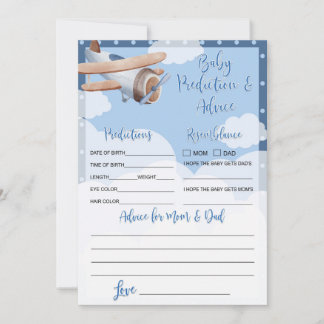 Blue Airplane Baby Prediction and Advice Card Boy