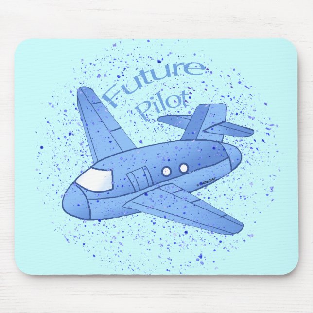 Blue Airplane Future Pilot Mouse Pad (Front)