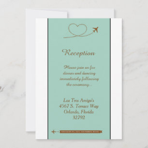 Blue Airplane Heart 3.5x7 Wedding Reception Card