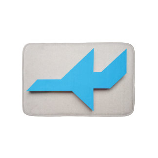 Blue airplane Tangram Bath Mat