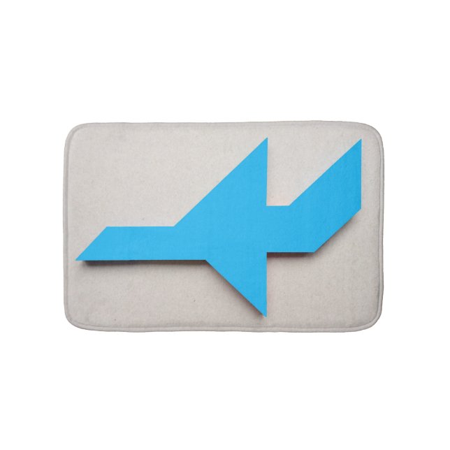 Blue airplane Tangram Bath Mat (Front)