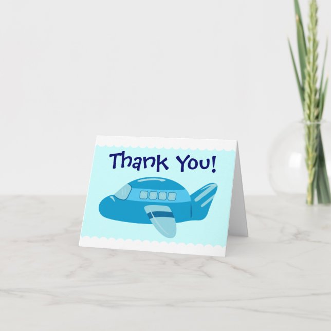 Blue Airplane Thank You Cards (Front)