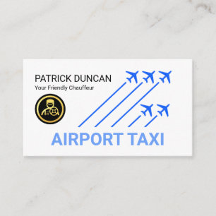Blue Airplanes Airport Runway Business Card
