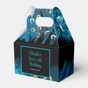 Blue Alcohol Ink Sweet 16 Favor Box