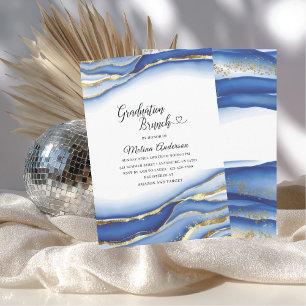 Blue Alcohol Ink Texture watercolor  graduation br Invitation