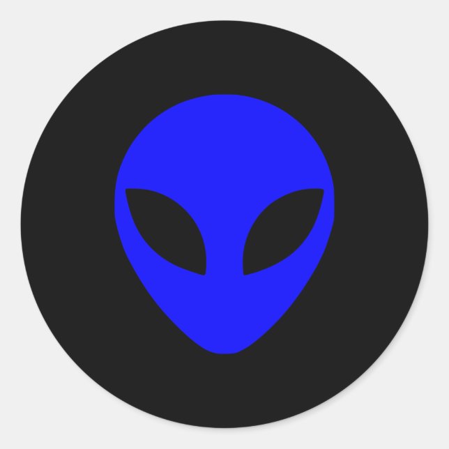 Blue Alien Head Classic Round Sticker (Front)
