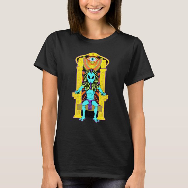Blue Alien on Throne T-Shirt (Front)