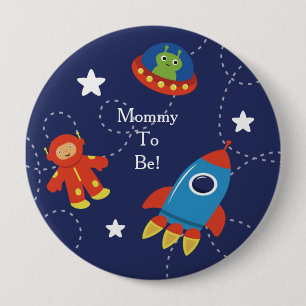 Blue Alien Space Personalized Mommy to Be Button