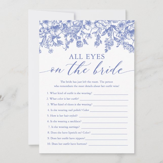 Blue All Eyes On The Bride Bridal Shower Game  Invitation (Front)