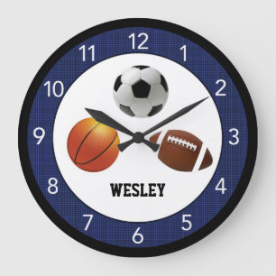 Blue All Star Sports Kid's Custom Large Clock