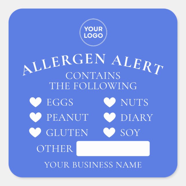 Blue Allergy Alert Bakery Cake Bread Food Sticker (Front)