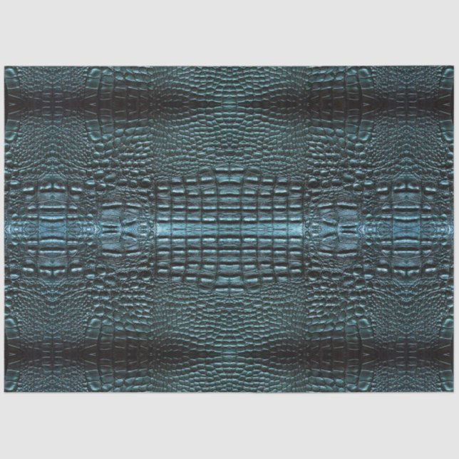 Blue Alligator Leather Texture Pattern Tissue Paper (Front)