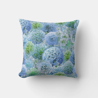 Blue Alliums Throw Pillow