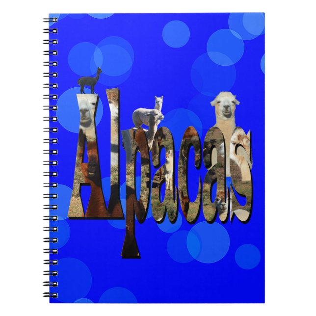 Blue Alpaca Logo Name With Alpacas,  Notebook (Front)