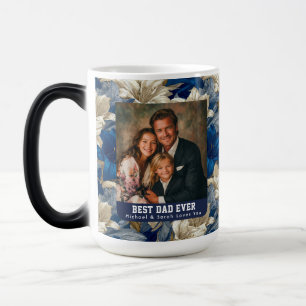 Blue Amaryllis Botanical Father To Be Travel Magic Mug