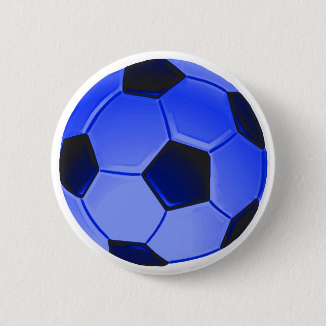 Blue American Soccer or Association Football 2 Inch Round Button (Front)