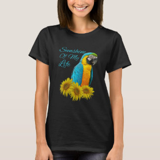 Blue & Gold Macaw Parrot Sunshine Sunflower T-Shirt