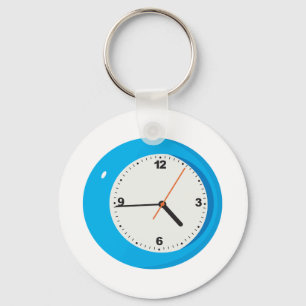 Blue Analogue Clock Keychain
