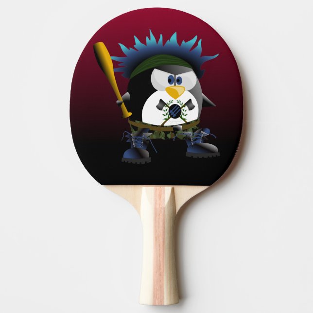 Blue Anarchy Penguin Ping Pong Paddle (Front)