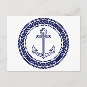 Blue Anchor and Rope Postcard