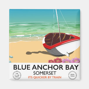 Blue Anchor Bay Somerset travel poster Magnet