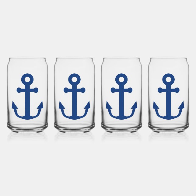 Blue Anchor Nautical Design Can Glass (Front)