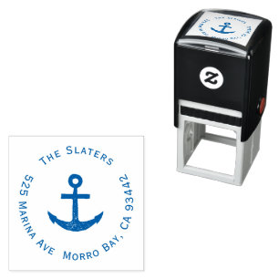 Blue Anchor Nautical Return Address Self-inking Stamp