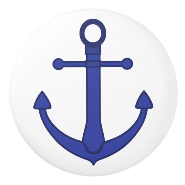 Blue Anchor Nautical Themed Cabinet Knob (Front)