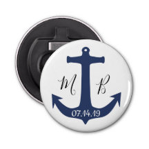 Blue Anchor Nautical Wedding Initials and Date