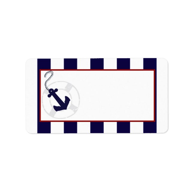 Blue Anchor Nautical Wedding Mailing Address Label (Front)