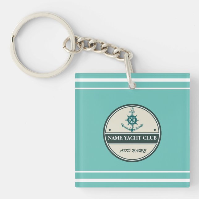 Blue Anchor Nautical Welcome yacht sailing Boat  Keychain (Front)