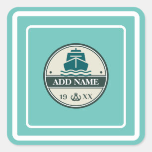 Blue Anchor Nautical Welcome yacht sailing Boat  Square Sticker