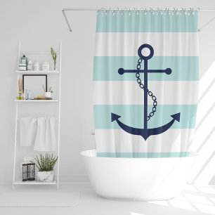 Blue Anchor on Mint Stripes