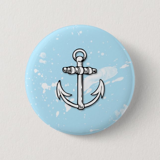 Blue Anchor Paint Splatters - Button (Front)