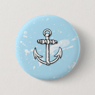Blue Anchor Paint Splatters - Button