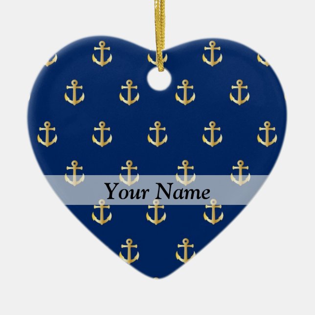 Blue anchor pattern ceramic ornament (Front)