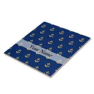 Blue anchor pattern tile