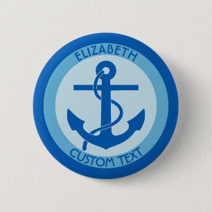 Blue Anchor Sailor 2 Inch Round Button