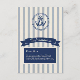 blue Anchor Stripe Maritime Destination Wedding Enclosure Card