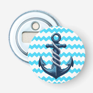 Blue anchor with blue waves bottle opener