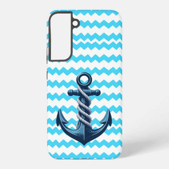 Blue anchor with blue waves samsung galaxy s22+ case (Back)