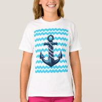 Blue anchor with blue waves