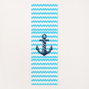 Blue anchor with blue waves yoga mat