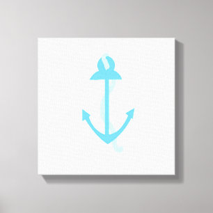 Blue Anchor with Rope Canvas Print